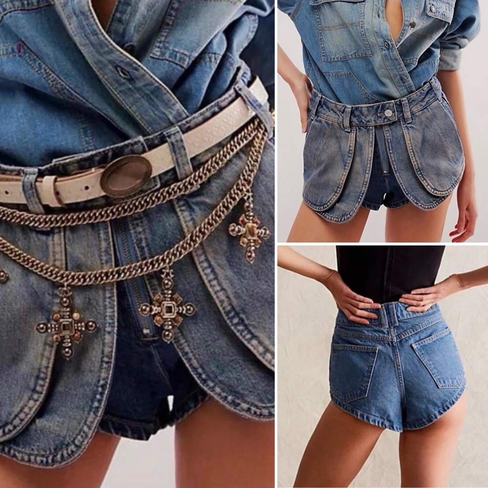 Free People We The Free Prince Street Denim Shorts 29” Waist NWT